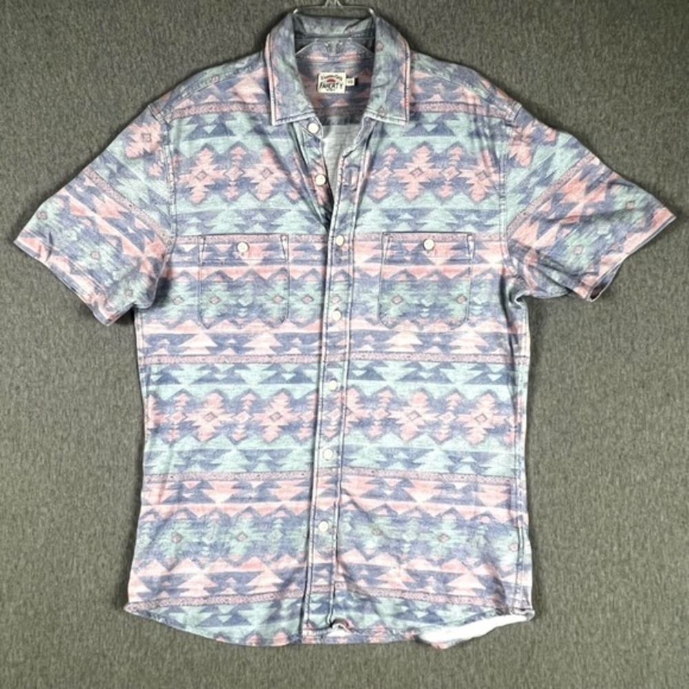 Faherty Brand Mens M Doug Goodfeather S/S Knit Seasons Shirt Aztec Southwest